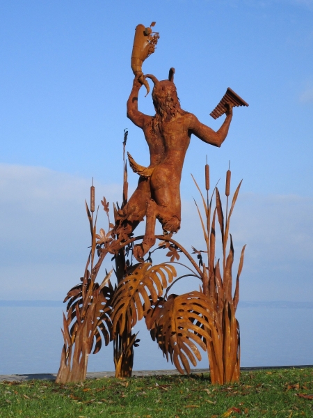 Garten Skulptur Gott Pan aus Eisen groß